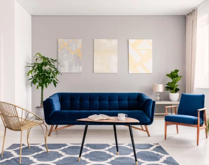 Серо-синяя гостиная - идеи для стильного интерьера
